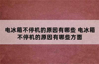 电冰箱不停机的原因有哪些 电冰箱不停机的原因有哪些方面